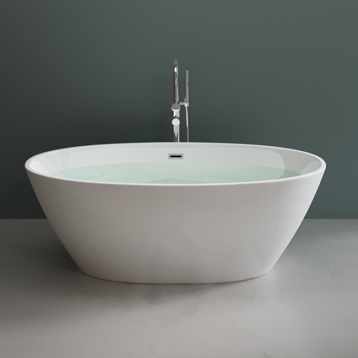glasvilla Bañera Independiente Acrílico Ovalada Bañera de Acrílico de Pie incl. Kit de Drenaje Pop Up Blanco