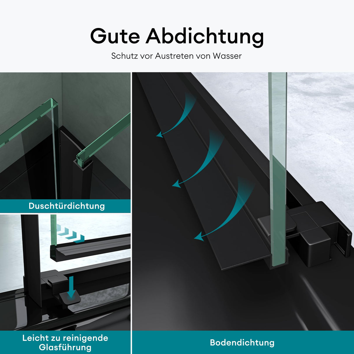 glasvilla Porte de Douche Porte de Niche Paroi de Douche Cabine de Douche Porte Coulissante Verre de Sécurité ESG 6mm Teramo12K