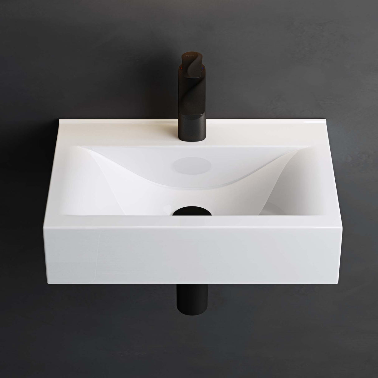 glasvilla lavabo sobre encimera, BTH: 45x30,5x10,5cm, en blanco, de cerámica, cuadrado, con recubrimiento nano/efecto loto Brüssel118c