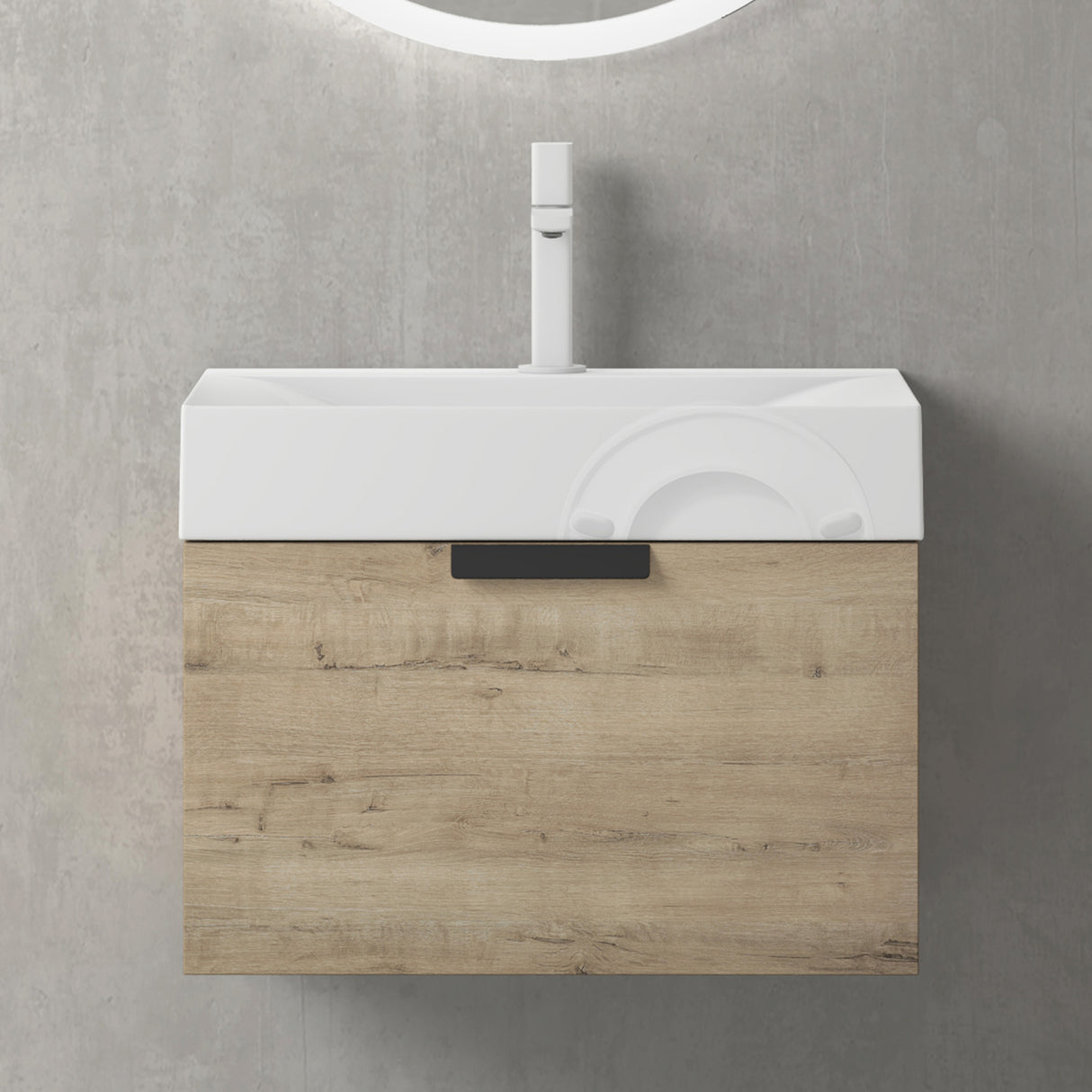 glasvilla Mobile Bagno Sospeso, Mobile da Bagno con Cassetto a Chiusura Soft-Close Include Lavabo, Lonato