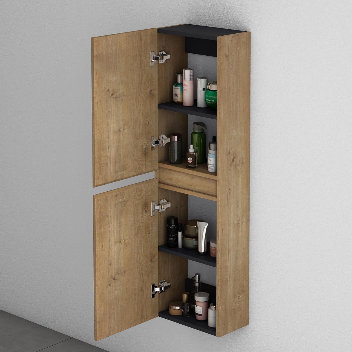 glasvilla Armadio Colonna Bagno con 2 Ante e 4 Vani, Mobile Bagno Alto Multiuso 35x20x120cm Mobiletto da Bagno Verona