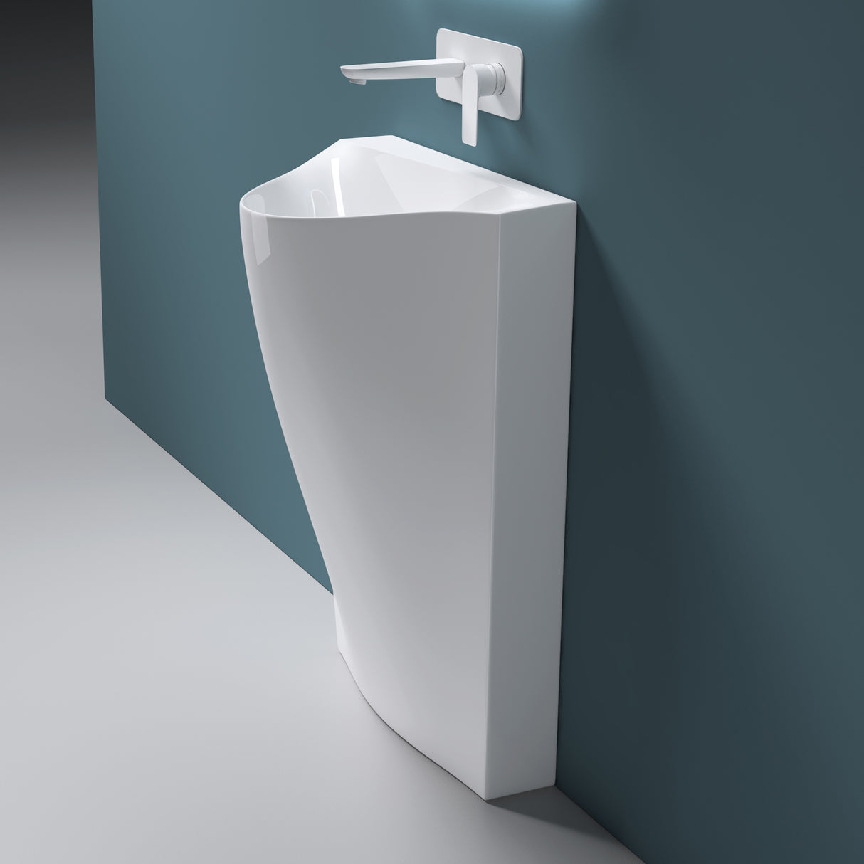 lavabo de diseño glasvilla freestanding Col37 blanco, de mineral, lavabo, BTH: 55x34x85cm