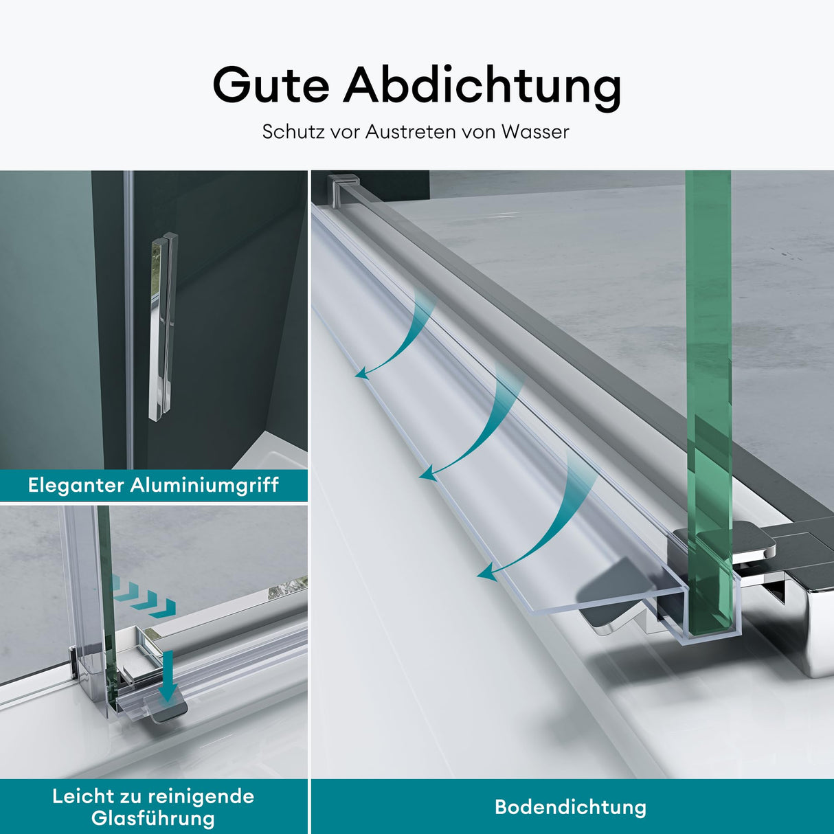 glasvilla Porte de Douche Porte de Niche Paroi de Douche Cabine de Douche Porte Coulissante Verre de Sécurité ESG 6mm Teramo12K