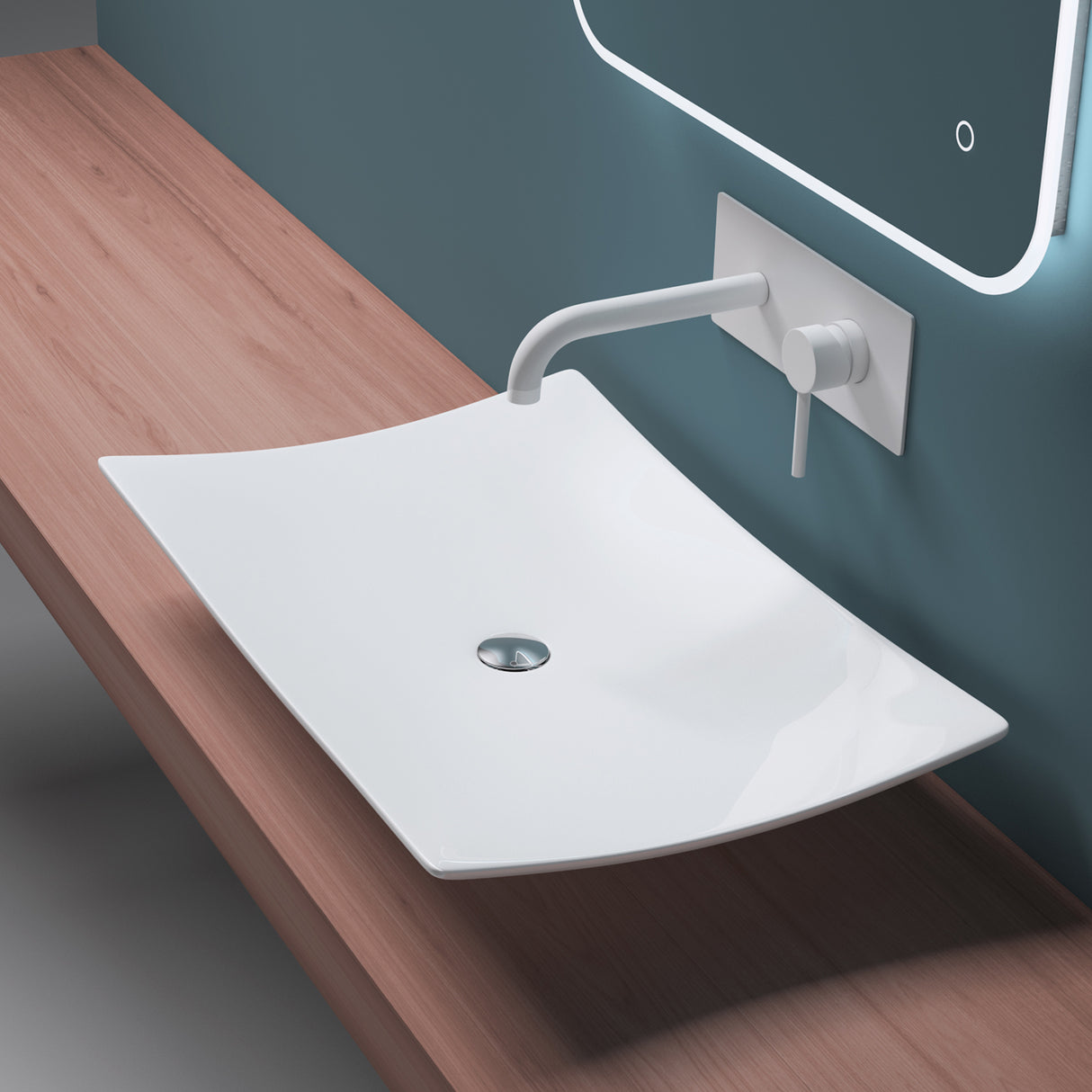 glasvilla Lavabo da Appoggio in Ceramica Lavandino Bagno Bianco Nano Rivestimenti inclusi Brüssel5096