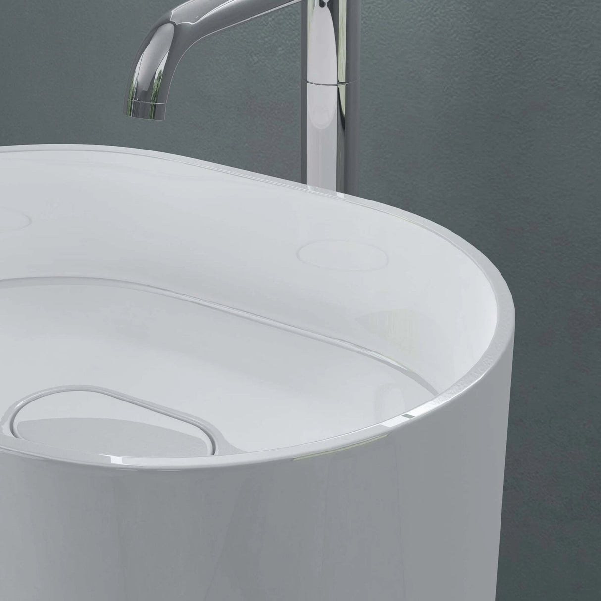 Vasque sur pied Glasvilla Design Col45 blanche, en résine minérale moulée, meuble sous-vasque, L x P x H : 52 x 38 x 85 cm