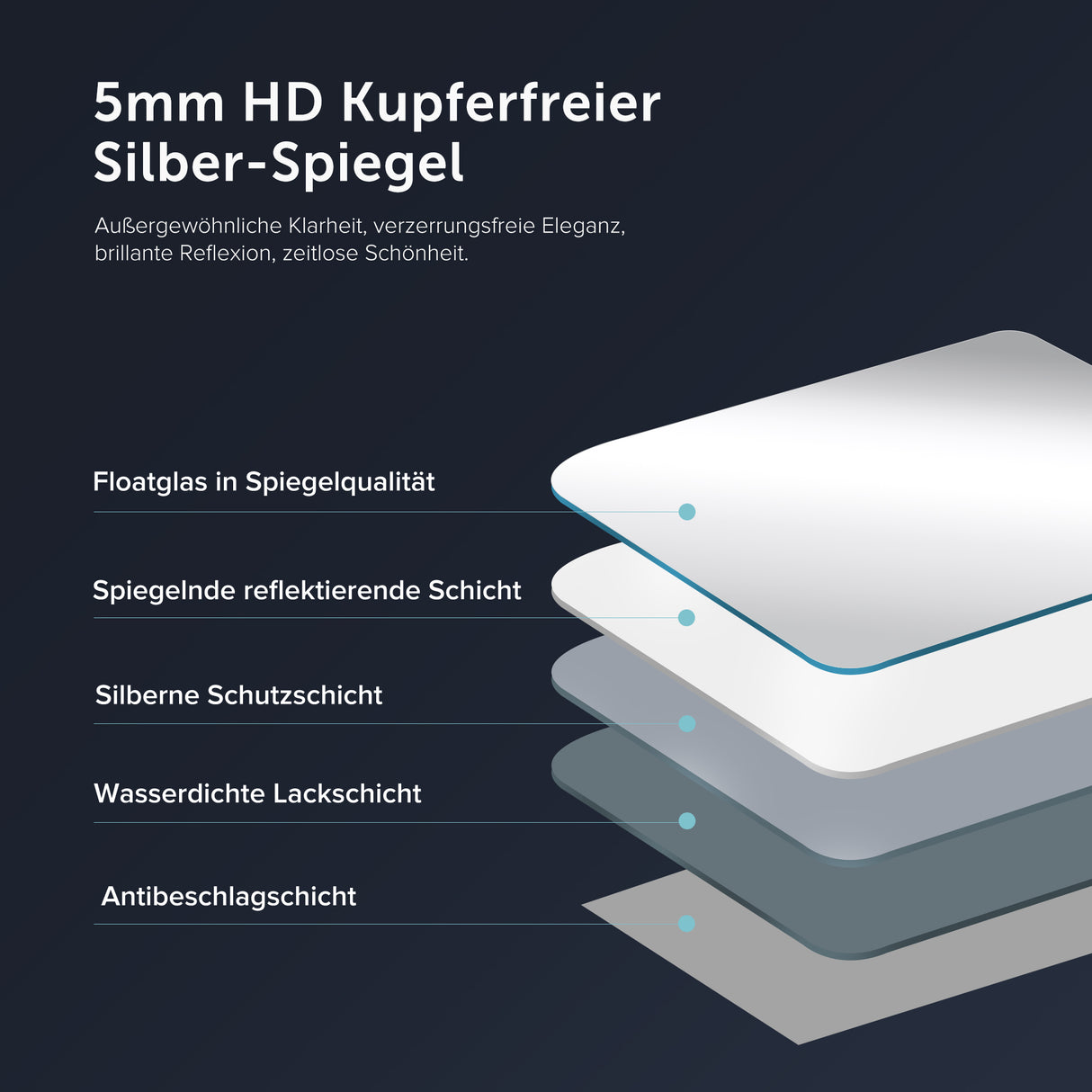 glasvilla Espejo de pared Espejo de baño LED Espejo de baño con interruptor táctil, libre de vaho gracias a la capa antifog