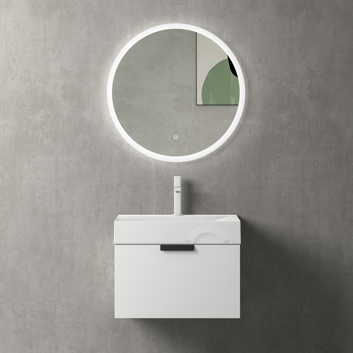 glasvilla Mobile Bagno Sospeso, Mobile da Bagno con Cassetto a Chiusura Soft-Close Include Lavabo, Lonato