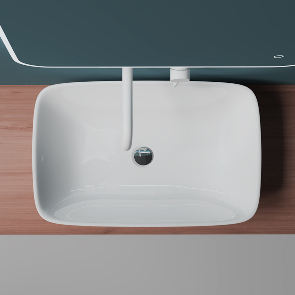 glasvilla Lavabo de encimera, blanco Bruselas159 de cerámica, con recubrimiento nano