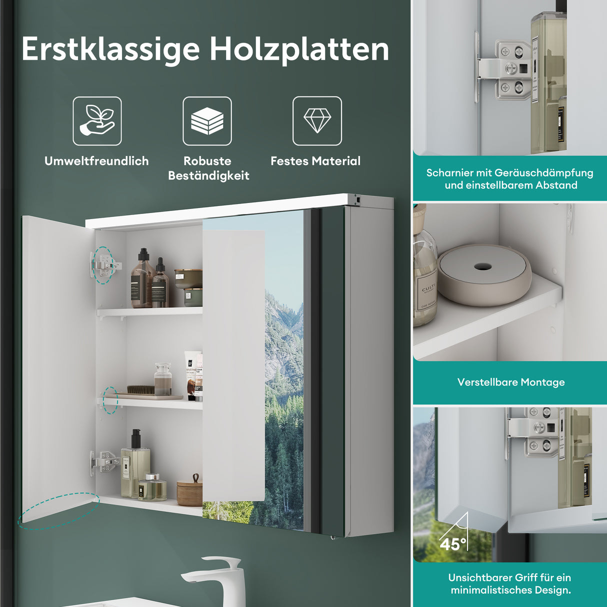 glasvilla Espejo armario de baño con iluminación LED armario de baño armario colgante espejo de baño Espejo armario-03