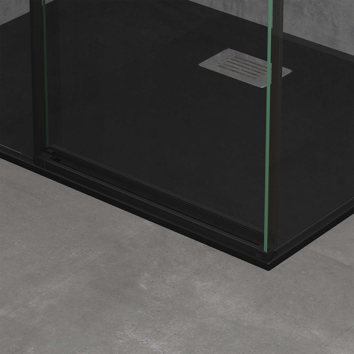 Cabine de douche Glasvilla avec porte coulissante, paroi de douche en verre trempé de sécurité de 6 mm, mécanisme de fermeture amortie, ouverture latérale, coloris Ravenna12K Noir