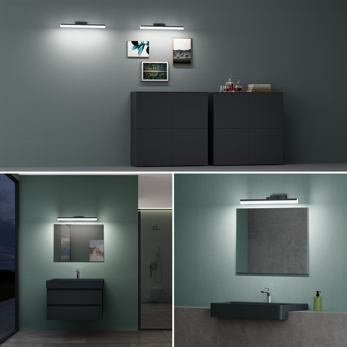 glasvilla Spiegelleuchte 40cm LED Badlampe | Spiegellampe, 6000K Badezimmer Lampe | 180° Drehbar 9W Luxaris