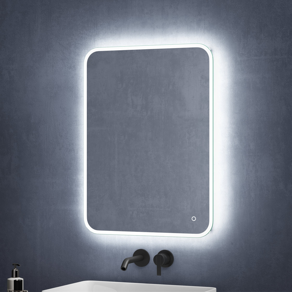 glasvilla Espejo de pared Espejo de baño LED Espejo de baño con interruptor táctil, libre de vaho gracias a la capa antifog