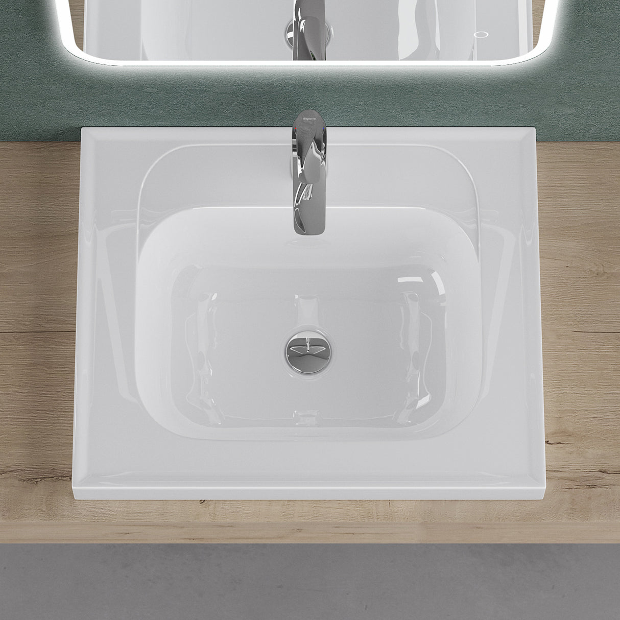 glasvilla Lavabo Brillante Blanco Lavabo de Empotrar Lavabo Mineral Rectangular Área de Lavado Col3601