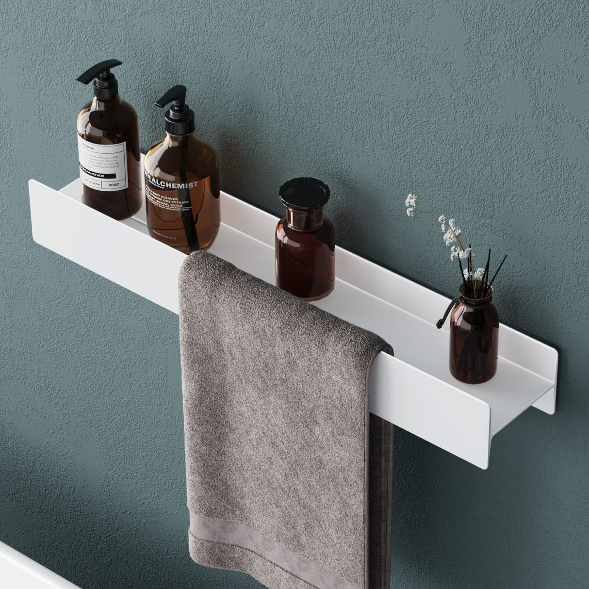 Estante de Ducha Glasvilla Reglo-03 Repisa de Pared 40 cm para Baño (Atornillable o Adhesiva)