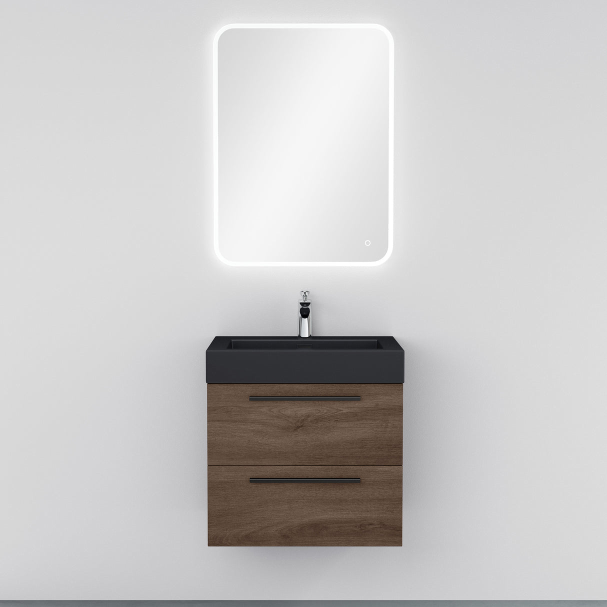 glasvilla Mobile Bagno Sospeso con Lavabo Mobiletto per Bagno con Lavabo in Antracite da Minerale Fuso Quadratto