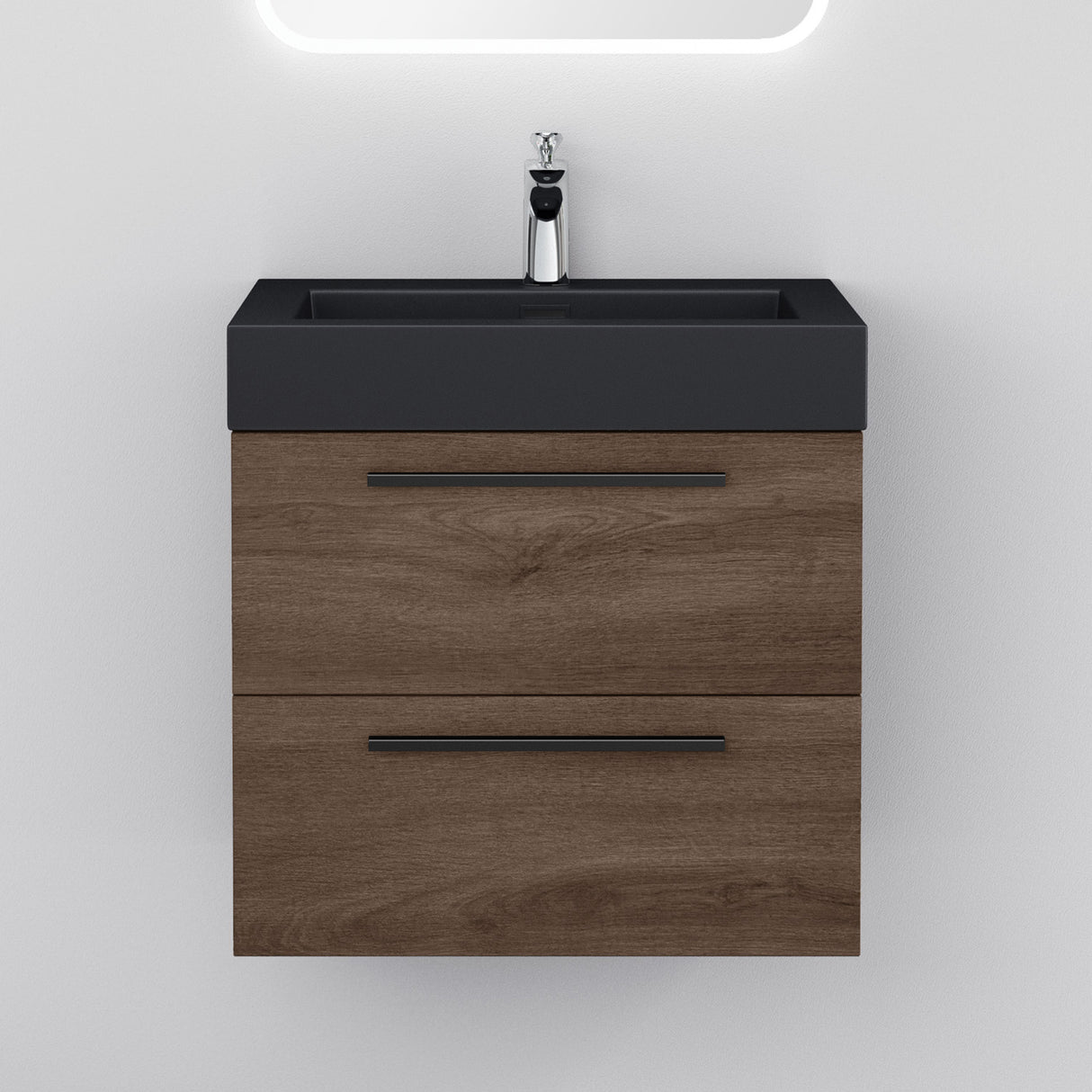 glasvilla Mobile Bagno Sospeso con Lavabo Mobiletto per Bagno con Lavabo in Antracite da Minerale Fuso Quadratto