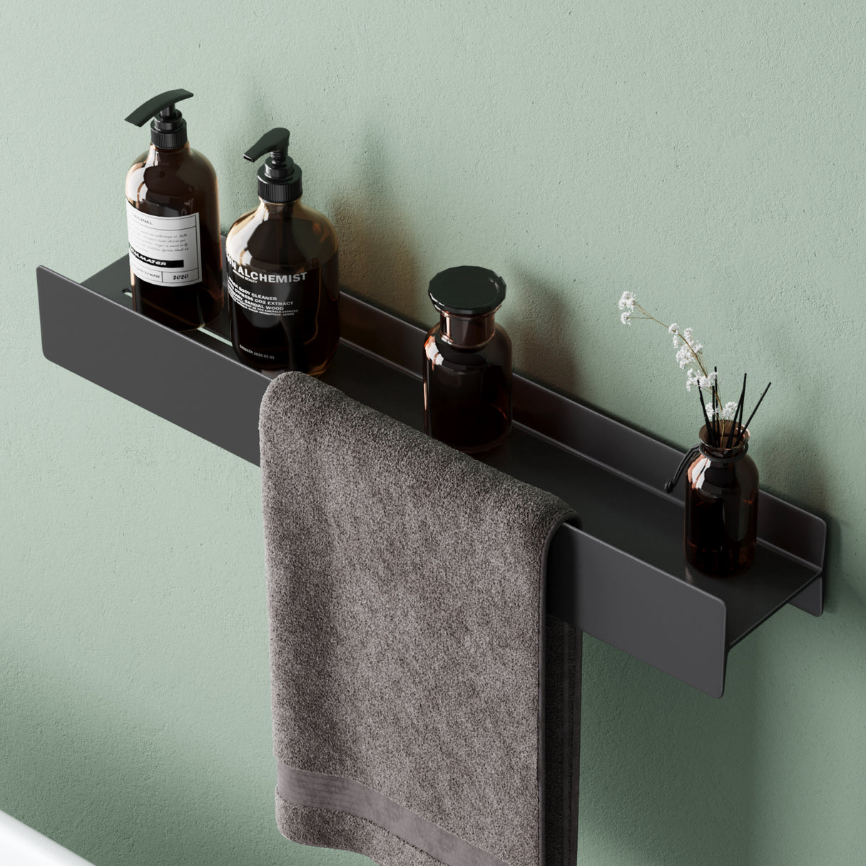 Estante de Ducha Glasvilla Reglo-03 Repisa de Pared 40 cm para Baño (Atornillable o Adhesiva)