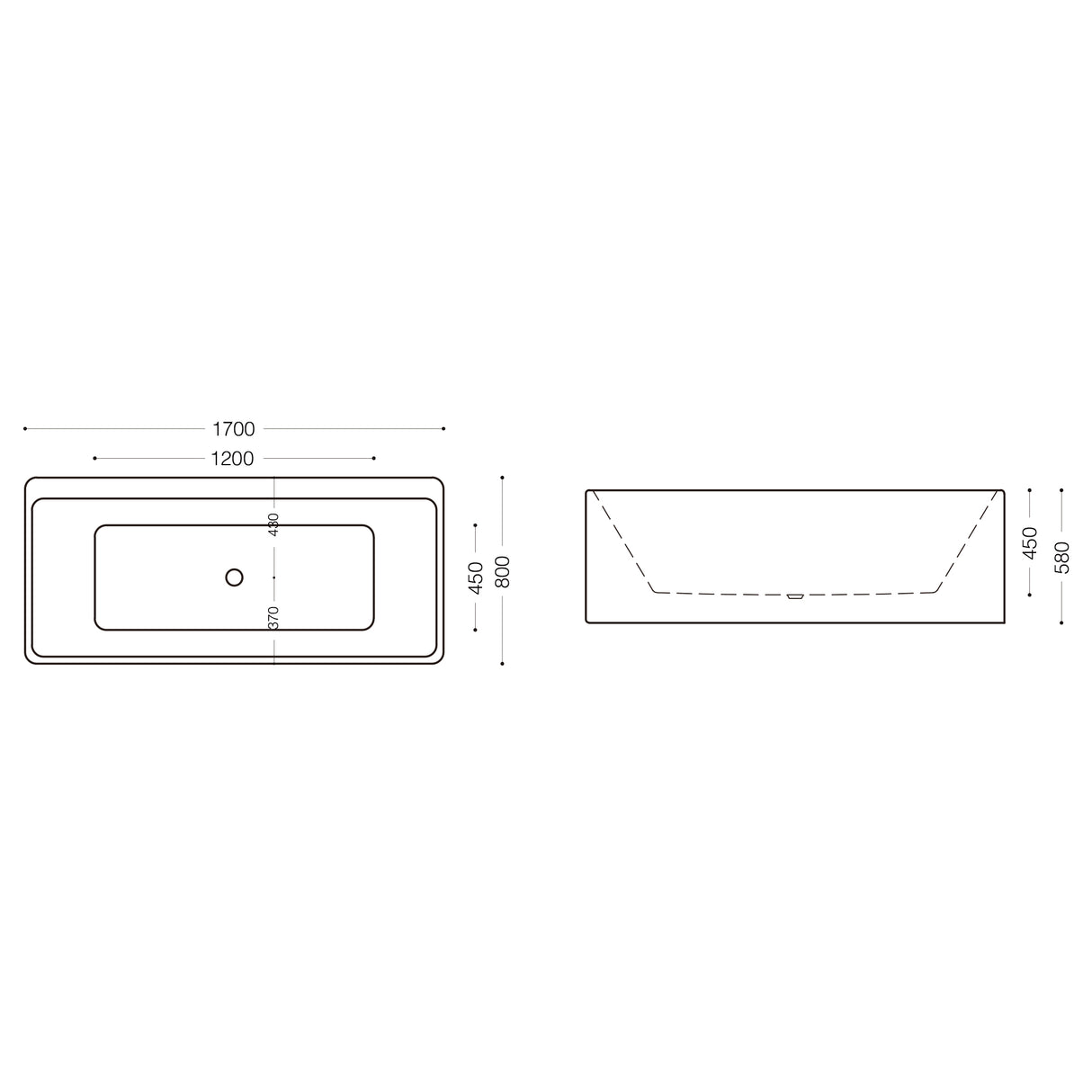glasvilla Bañera Independiente Rectangular Acrílico Sanitario con Grifería Bañera de Pie