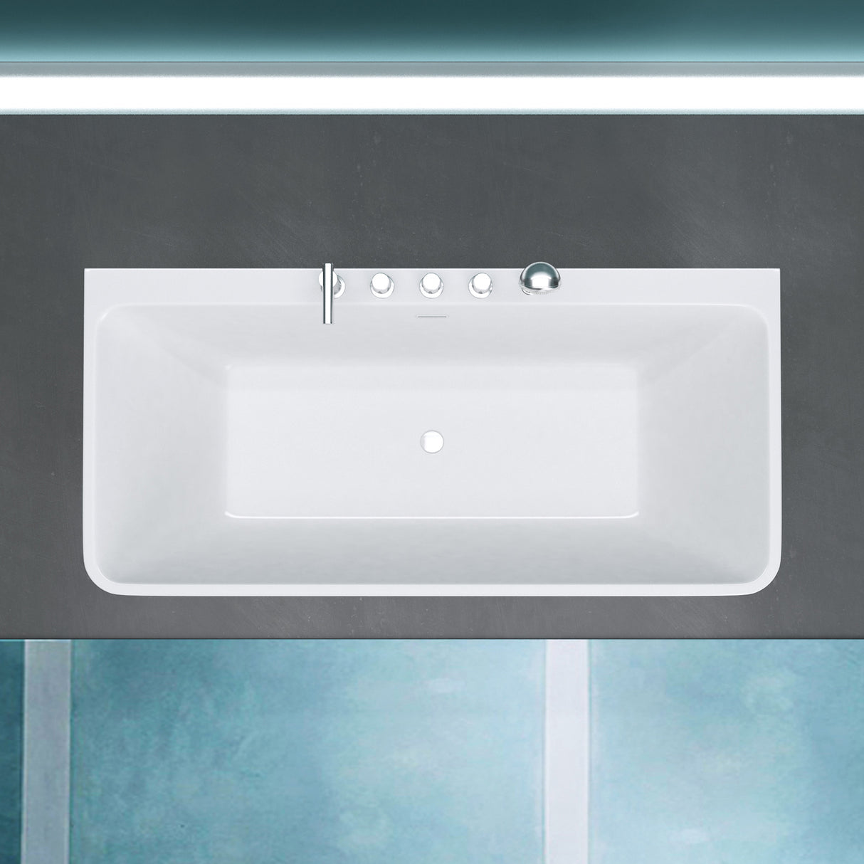 glasvilla Bañera Independiente Rectangular Acrílico Sanitario con Grifería Bañera de Pie