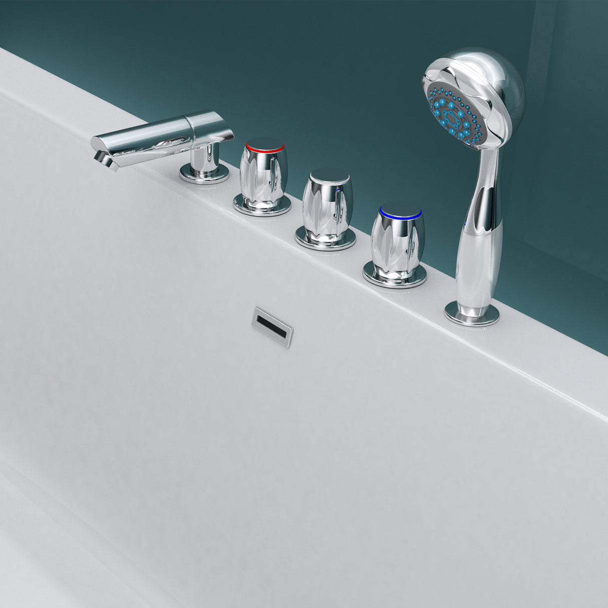 glasvilla Bañera Independiente Rectangular Acrílico Sanitario con Grifería Bañera de Pie