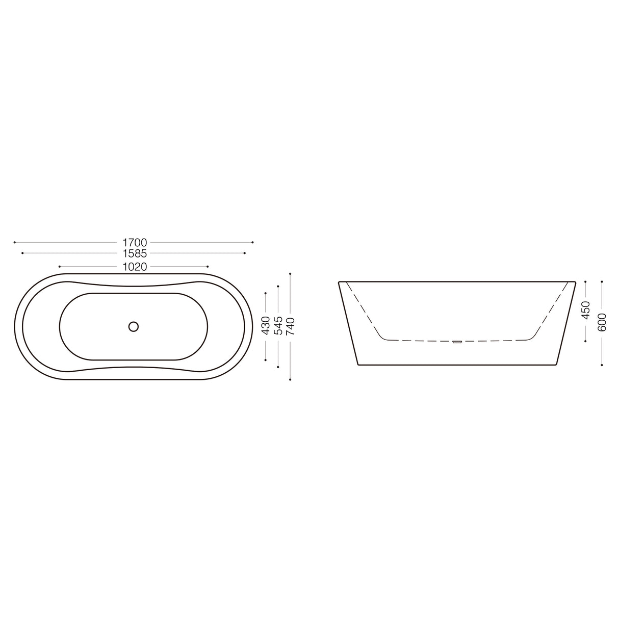 glasvilla Bañera Independiente Rectangular Acrílico Sanitario con Grifería Bañera de Pie