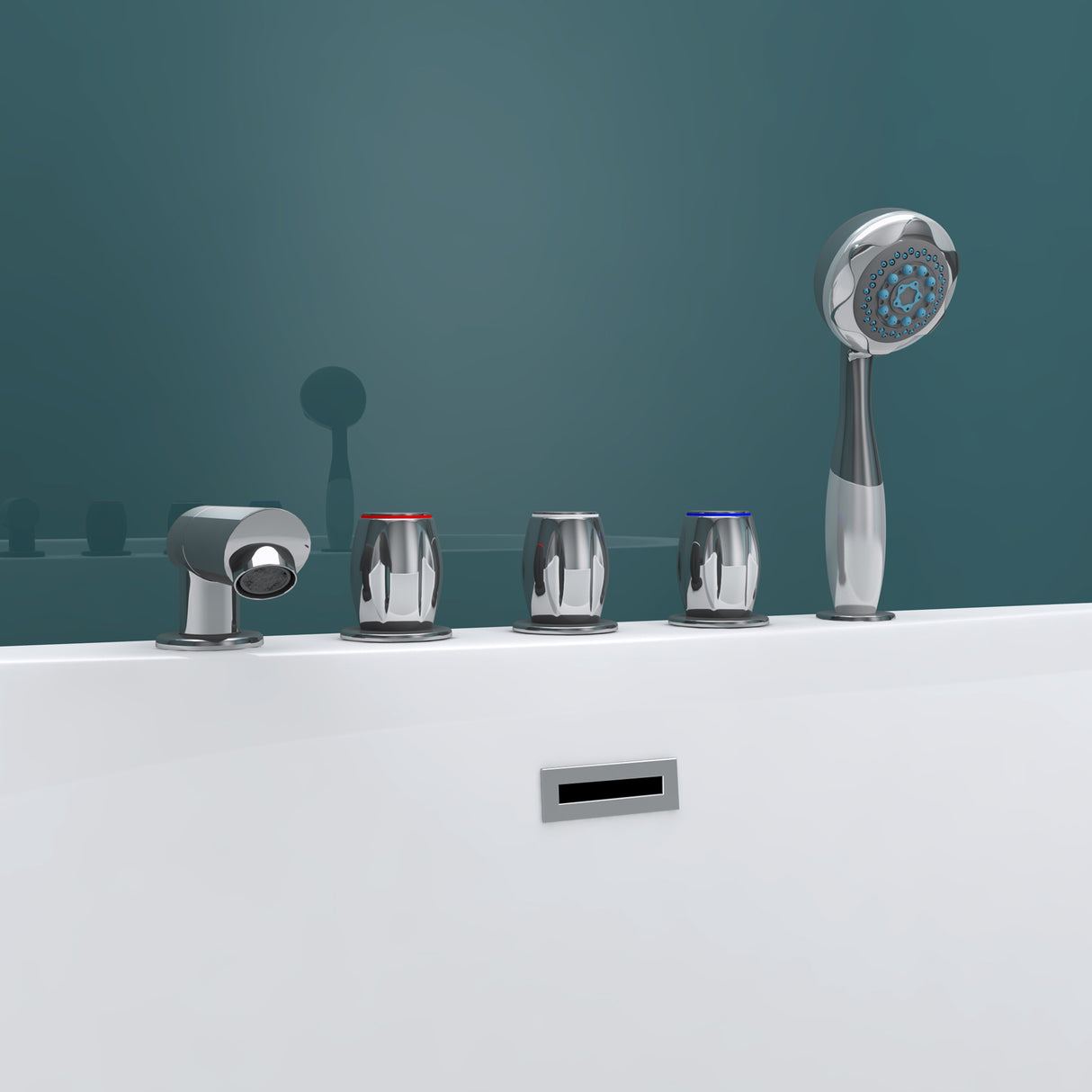 glasvilla Bañera Independiente Rectangular Acrílico Sanitario con Grifería Bañera de Pie