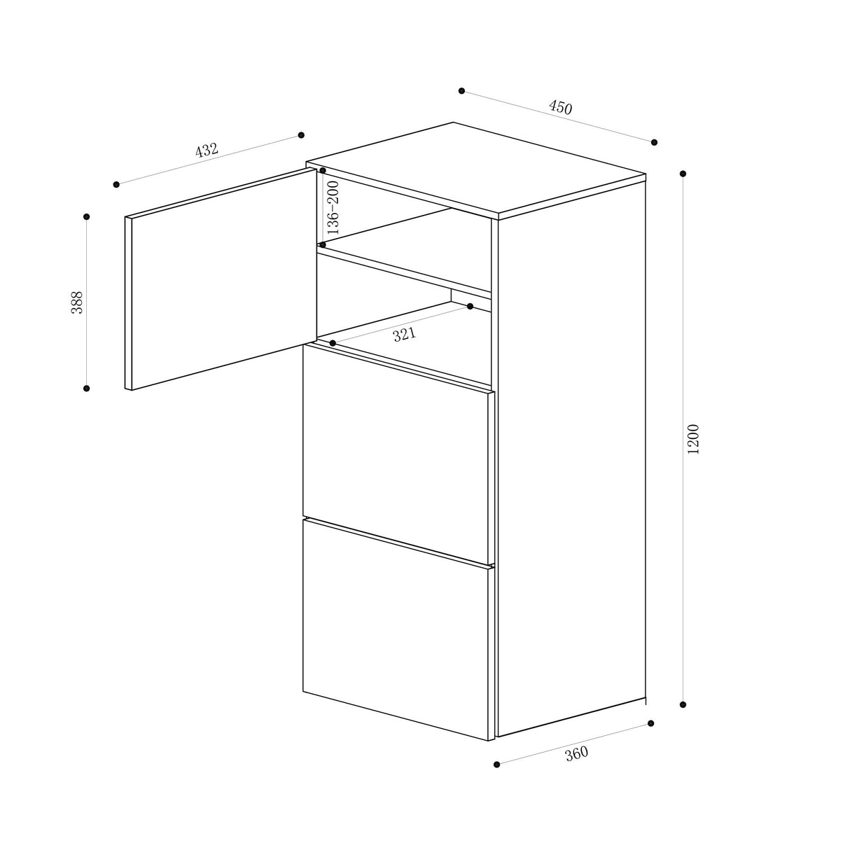 glasvilla zapatero cómoda de zapatos con 3 armarios BTH: 45x36x120 cm estante para zapatos muebles zapatero02
