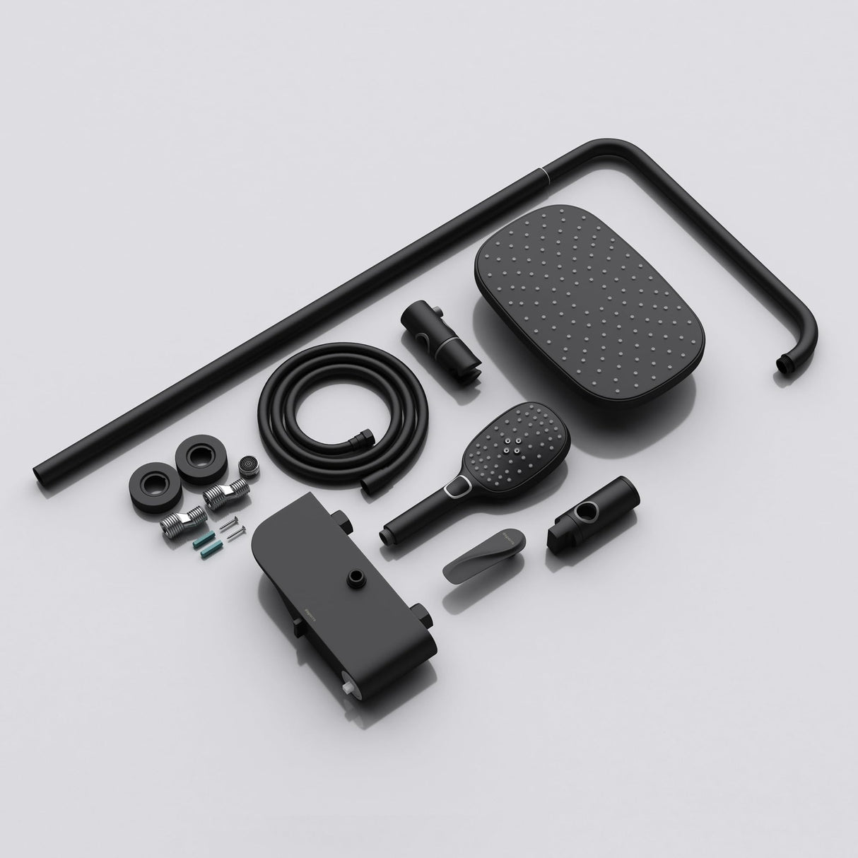 Système de douche Glasvilla avec douchette et pommeau de douche, douche de pluie, kit de fixation murale