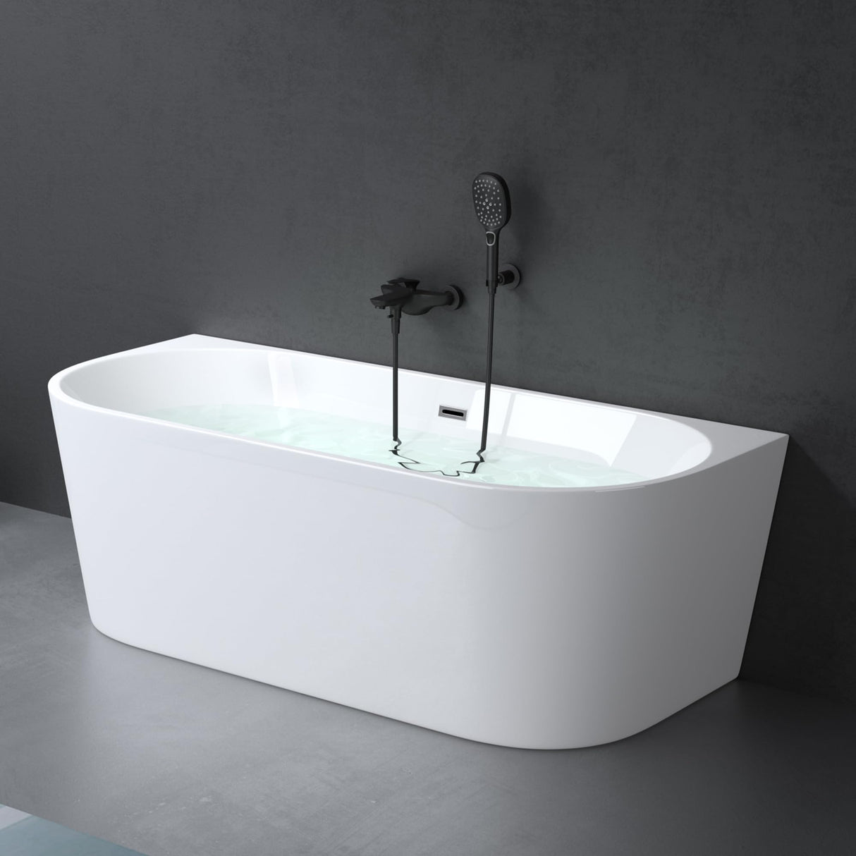 glasvilla Bañera Independiente Acrílico Ovalada Bañera de Acrílico de Pie incl. Kit de Drenaje Pop Up Blanco