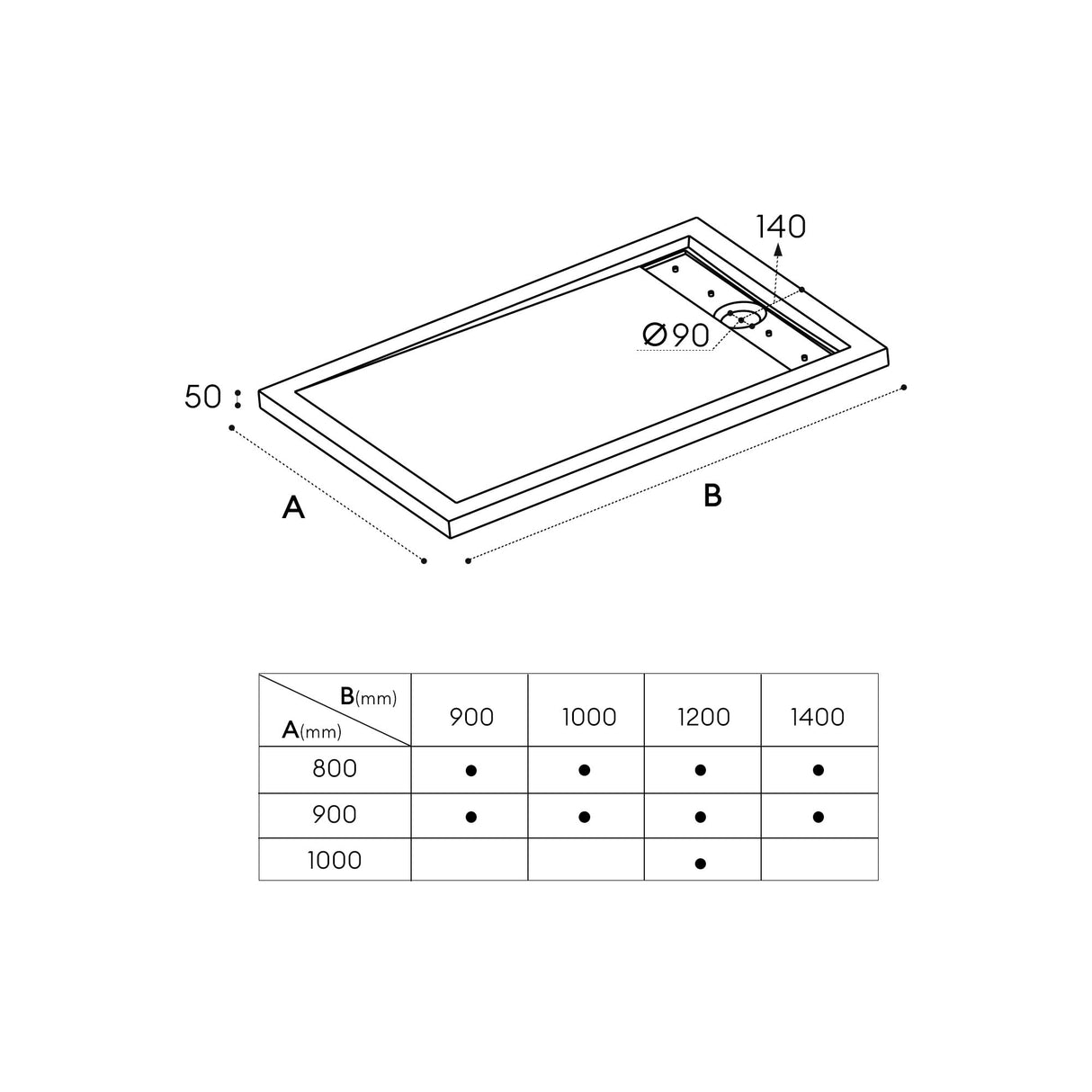 glasvilla Duschwanne Duschtasse de acrílico de alta calidad rectangular cuadrada Xetro04