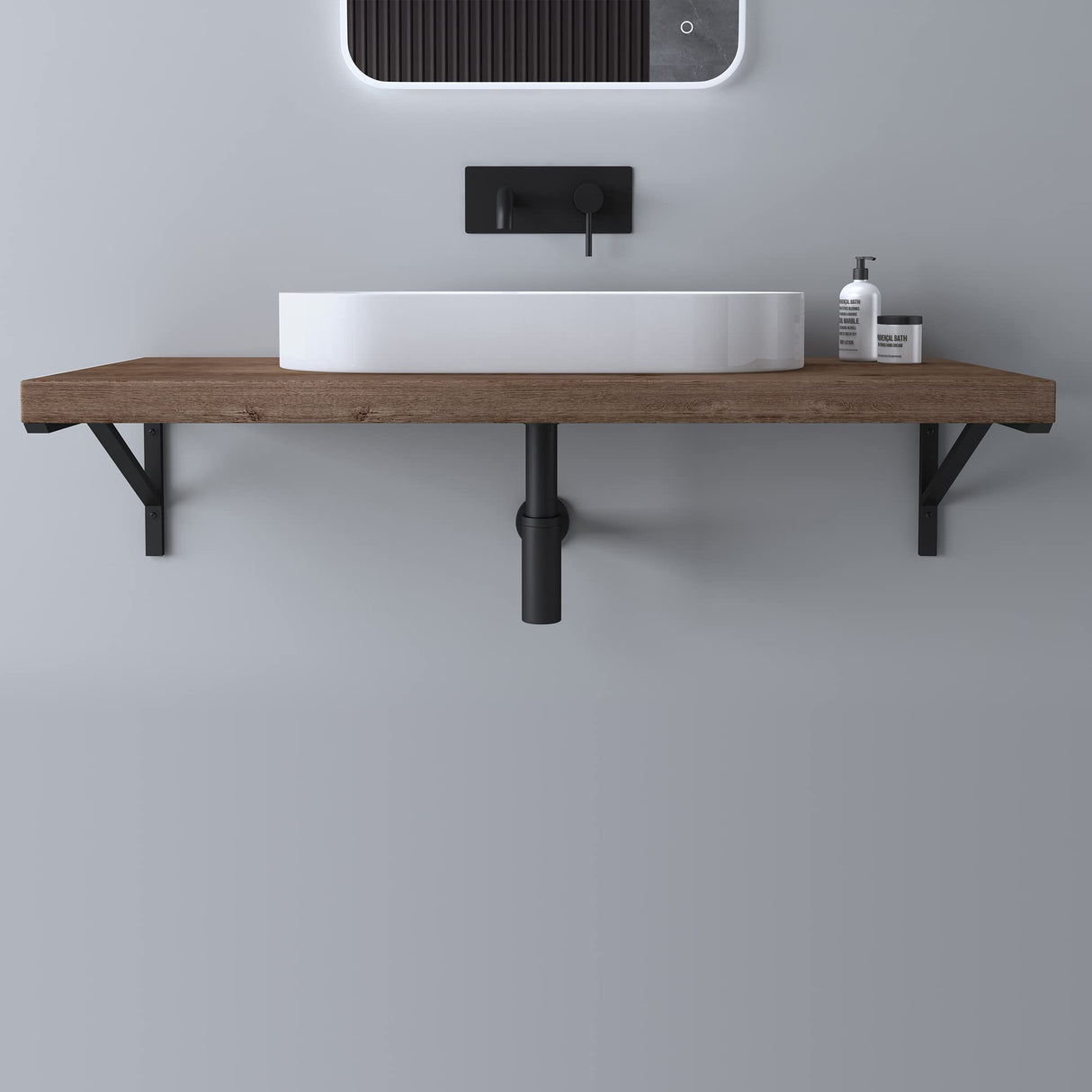 glasvilla Design Consola de Pared de Acero Inoxidable Soporte para Lavabo WH02