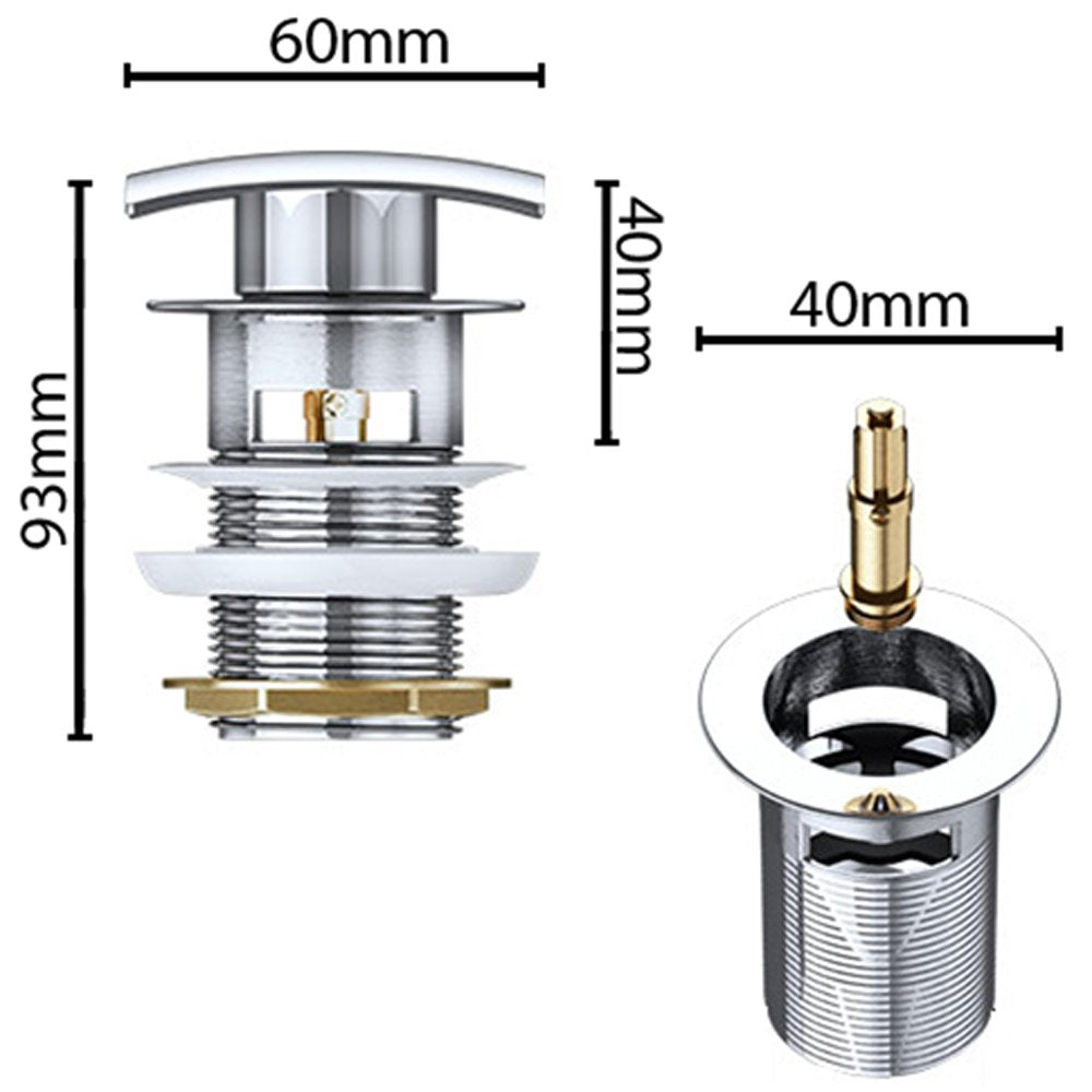 glasvilla Piletta di Scarico Valvola di Scarico Apertura Push Open Tappo per Lavabi DIN