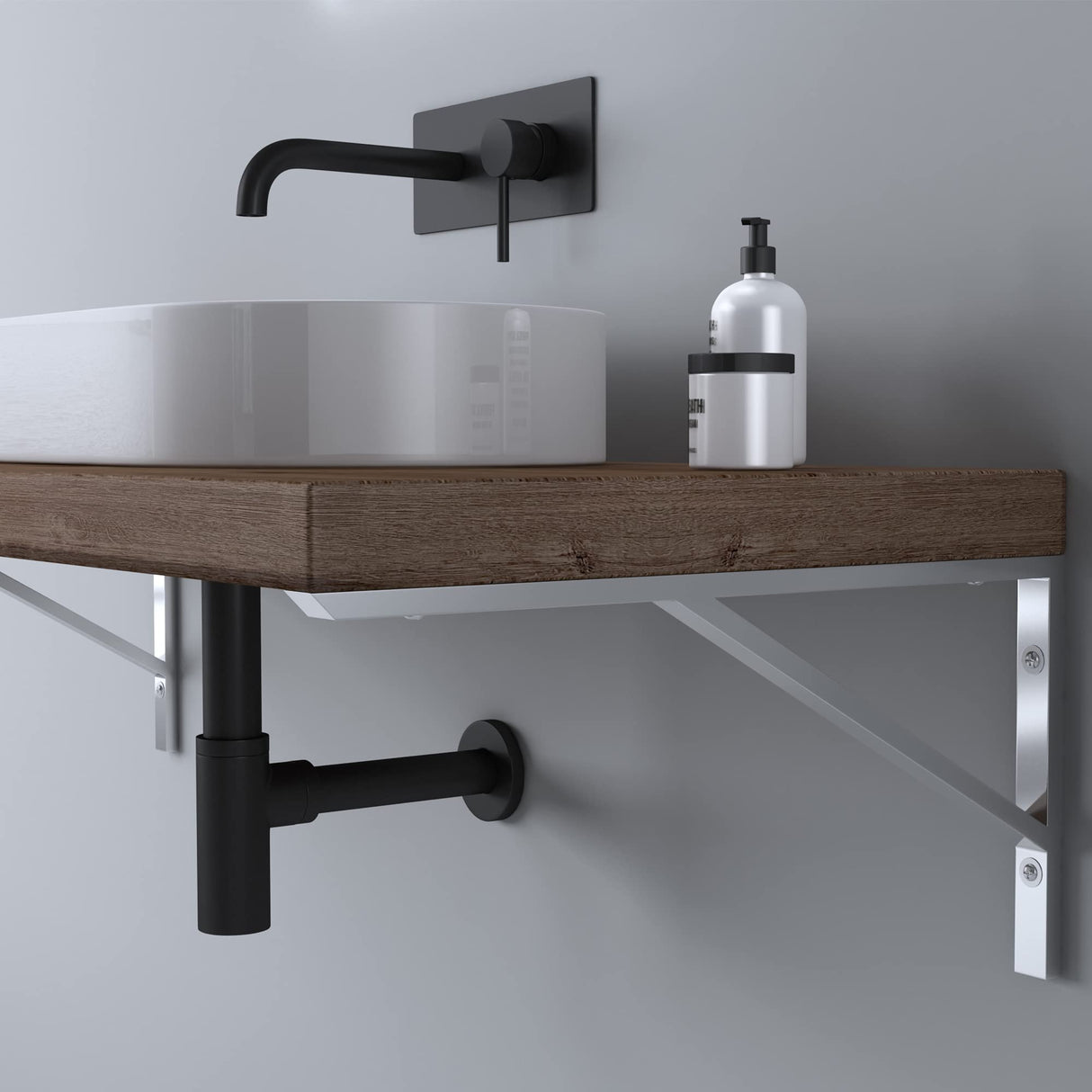 glasvilla Design Consola de Pared de Acero Inoxidable Soporte para Lavabo WH02