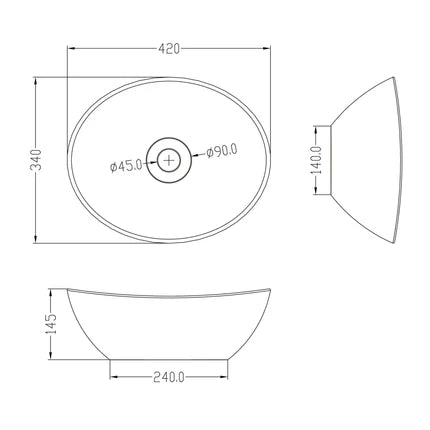 Lavabo de Encimera Glasvilla Brüssel205 Diseño Ovalado con Sellado Nano