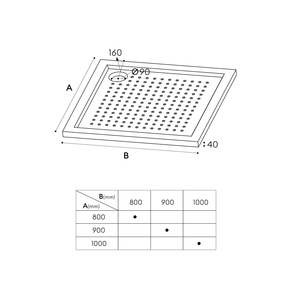 glasvilla Piatto Doccia in Acrilico Piatto Doccia Quadrato Antiscivolo Lucia