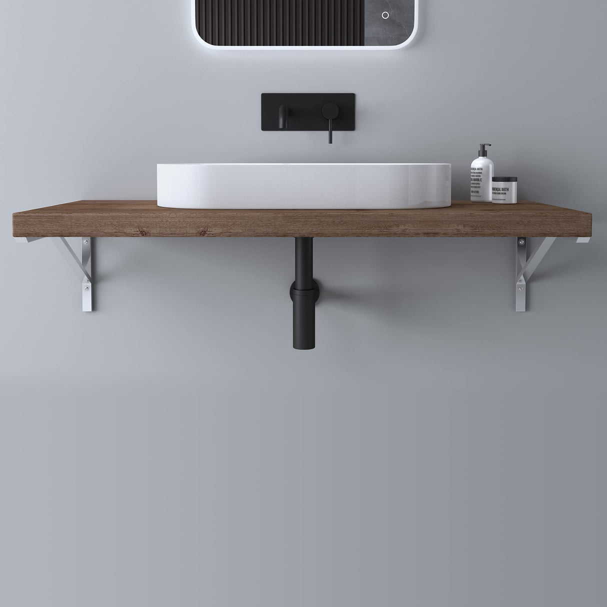 glasvilla Design Consola de Pared de Acero Inoxidable Soporte para Lavabo WH02
