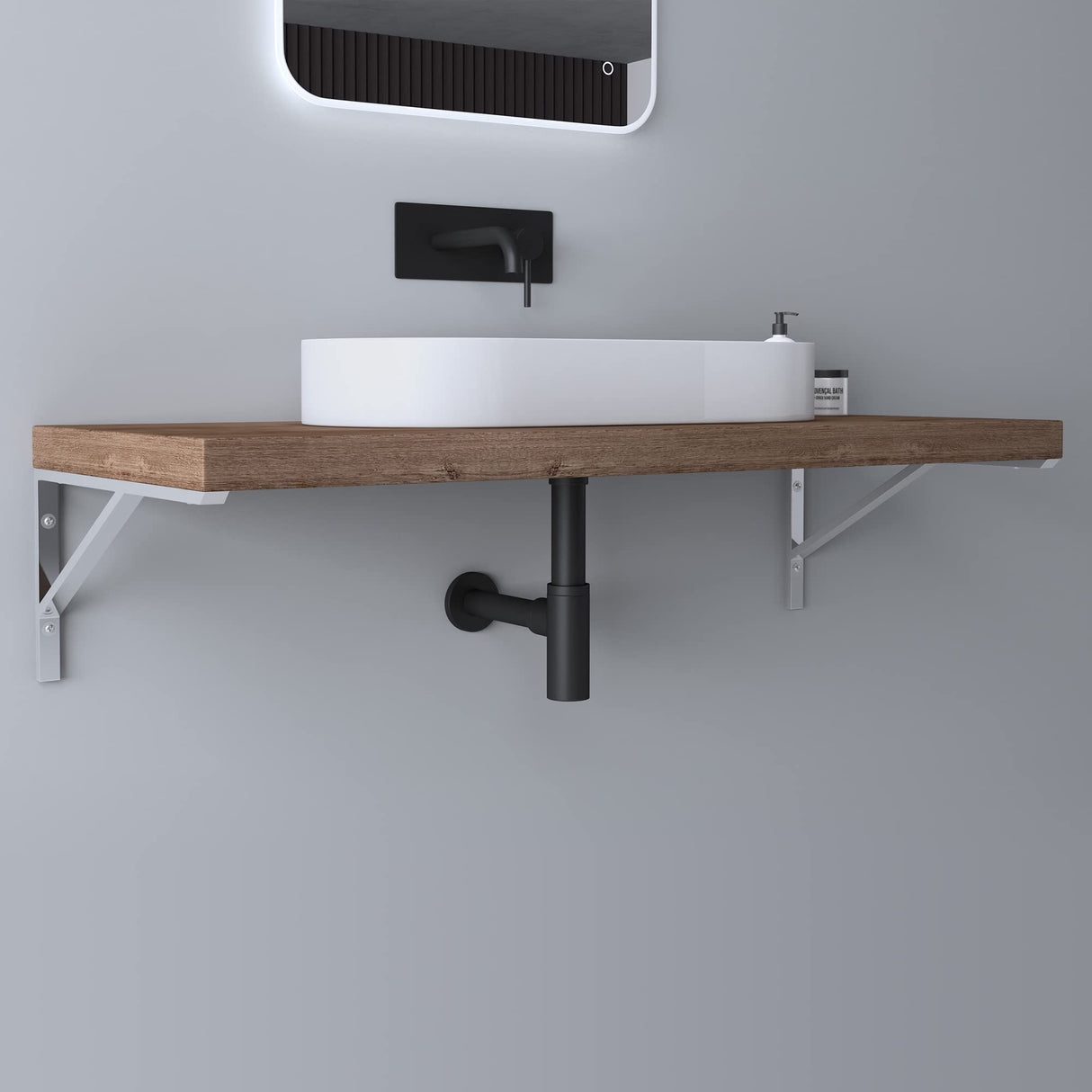 glasvilla Design Consola de Pared de Acero Inoxidable Soporte para Lavabo WH02