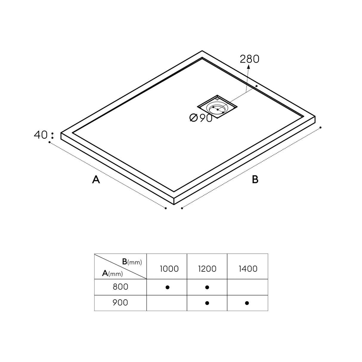 glasvilla Receveur de Douche en Solid Surface Bac à Douche Ultra-Plat Antidérapant Geoma08