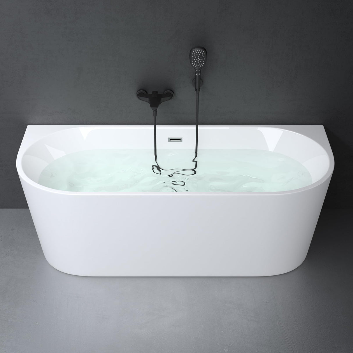 glasvilla Bañera Independiente Acrílico Ovalada Bañera de Acrílico de Pie incl. Kit de Drenaje Pop Up Blanco