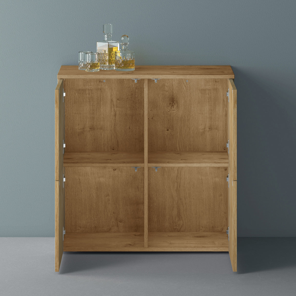 glasvilla Mobile Contenitore con 4 ante e 4 vani per Soggiorno, Sala da Pranzo, Camera da Letto Schrank04