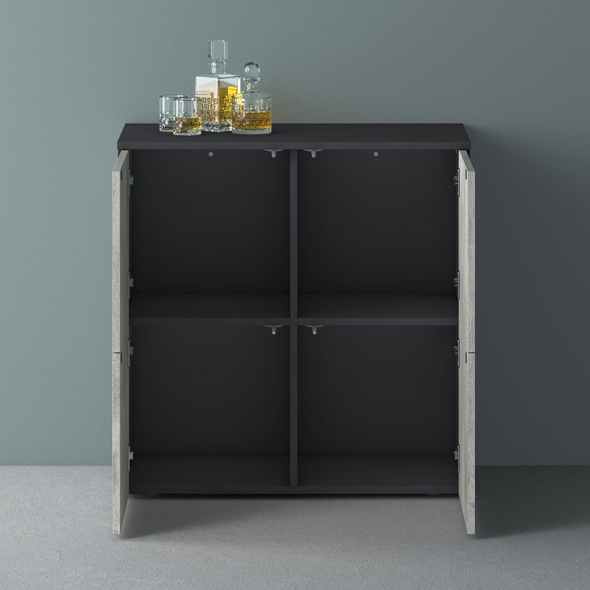 glasvilla Mobile Contenitore con 4 ante e 4 vani per Soggiorno, Sala da Pranzo, Camera da Letto Schrank04