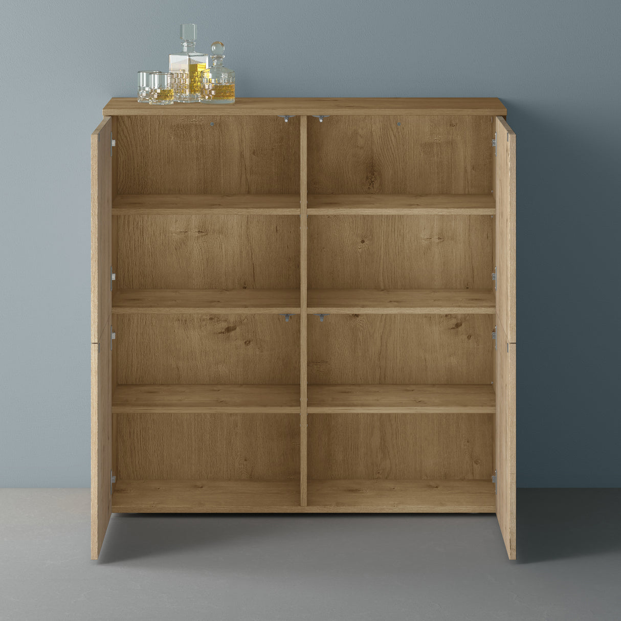 glasvilla Mobile Contenitore con 4 ante e 4 vani per Soggiorno, Sala da Pranzo, Camera da Letto Schrank04