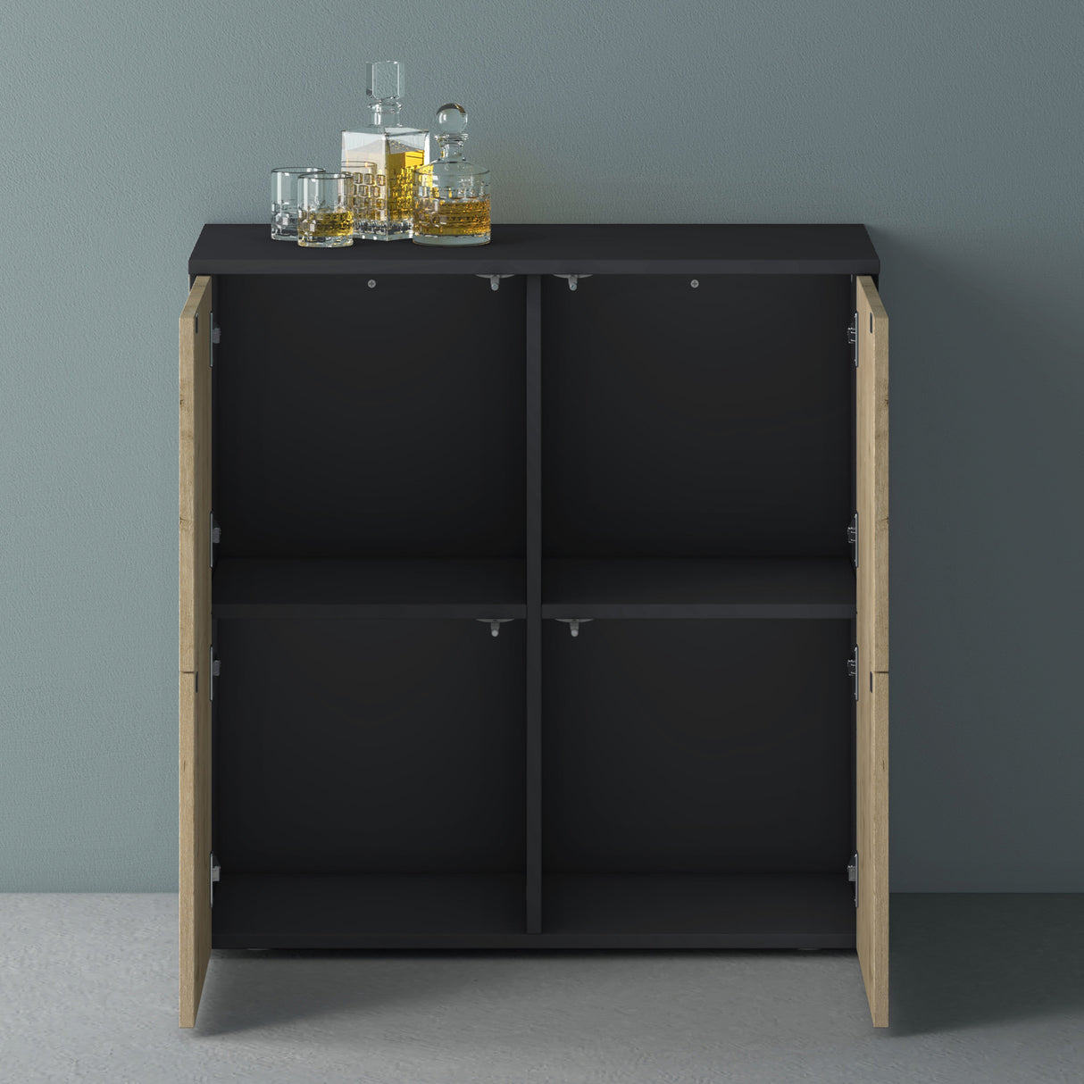 glasvilla Mobile Contenitore con 4 ante e 4 vani per Soggiorno, Sala da Pranzo, Camera da Letto Schrank04