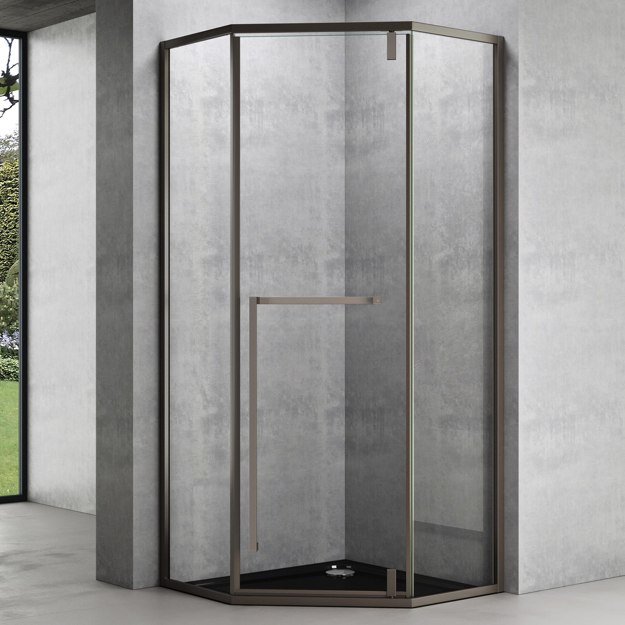 glasvilla Box Doccia in Vetro Temperato di Sicurezza da 8 mm con Telaio Porta in Acciaio Inox Cabina Bagno Pentagonale in Vetro ESG Installazione a Terra Ravenna68