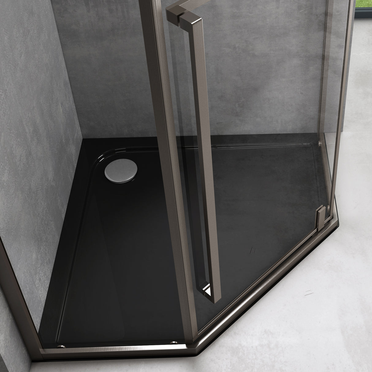 glasvilla Box Doccia in Vetro Temperato di Sicurezza da 8 mm con Telaio Porta in Acciaio Inox Cabina Bagno Pentagonale in Vetro ESG Installazione a Terra Ravenna68