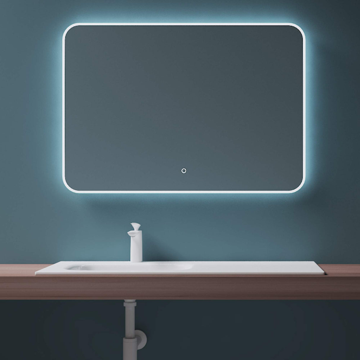 Lavabo Glasvilla, lavabo encastré, lavabo en fonte minérale, meuble-lavabo, grand espace de rangement, rectangulaire Col04