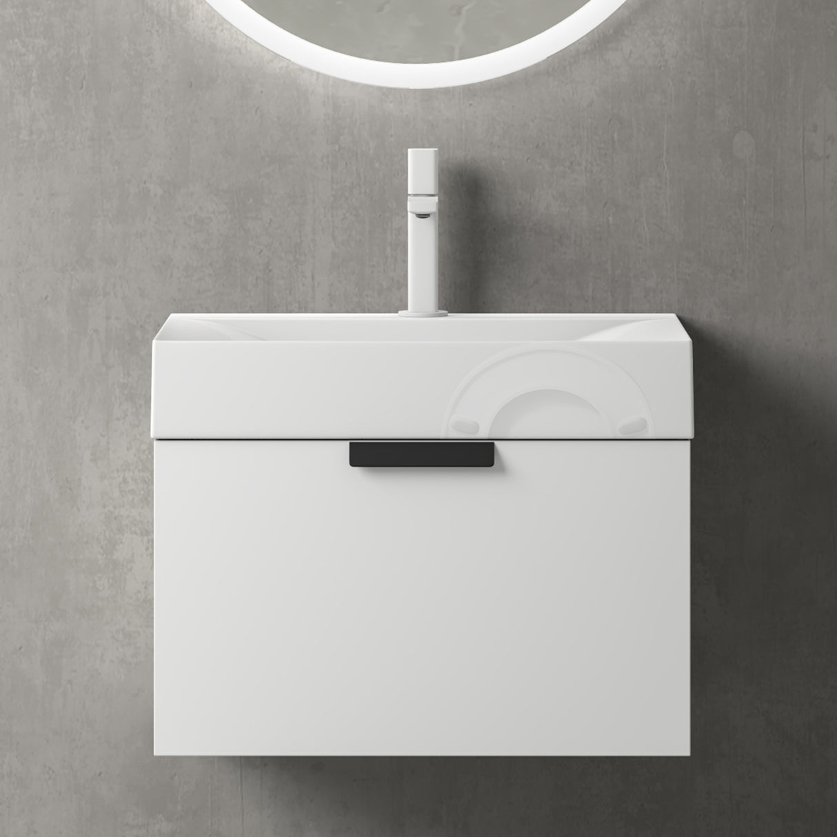 glasvilla Mobile Bagno Sospeso, Mobile da Bagno con Cassetto a Chiusura Soft-Close Include Lavabo, Lonato