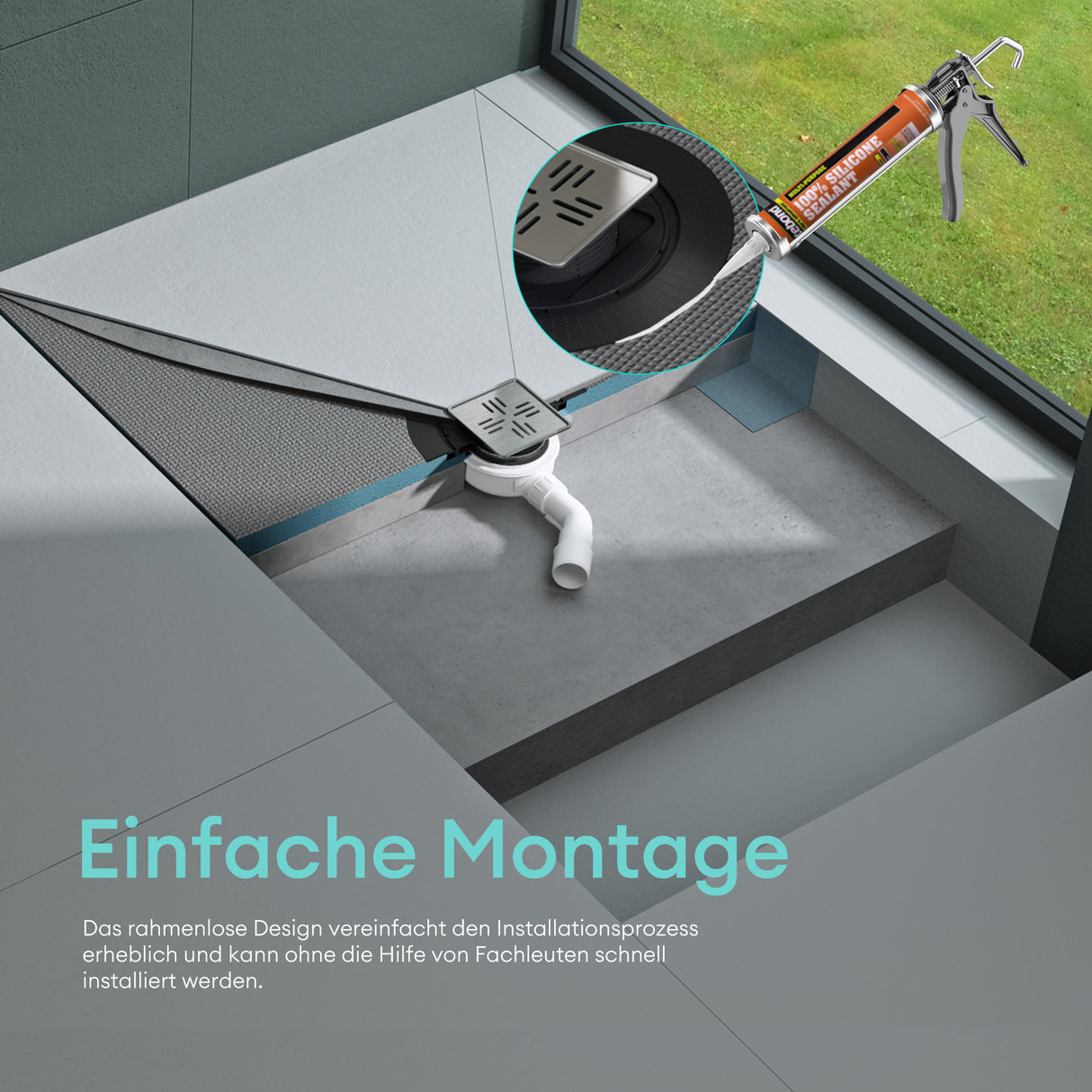 Élément de douche Glasvilla, panneau de douche carrelable, éléments de douche avec caniveaux, receveur de douche affleurant le sol, panneau XPS incliné