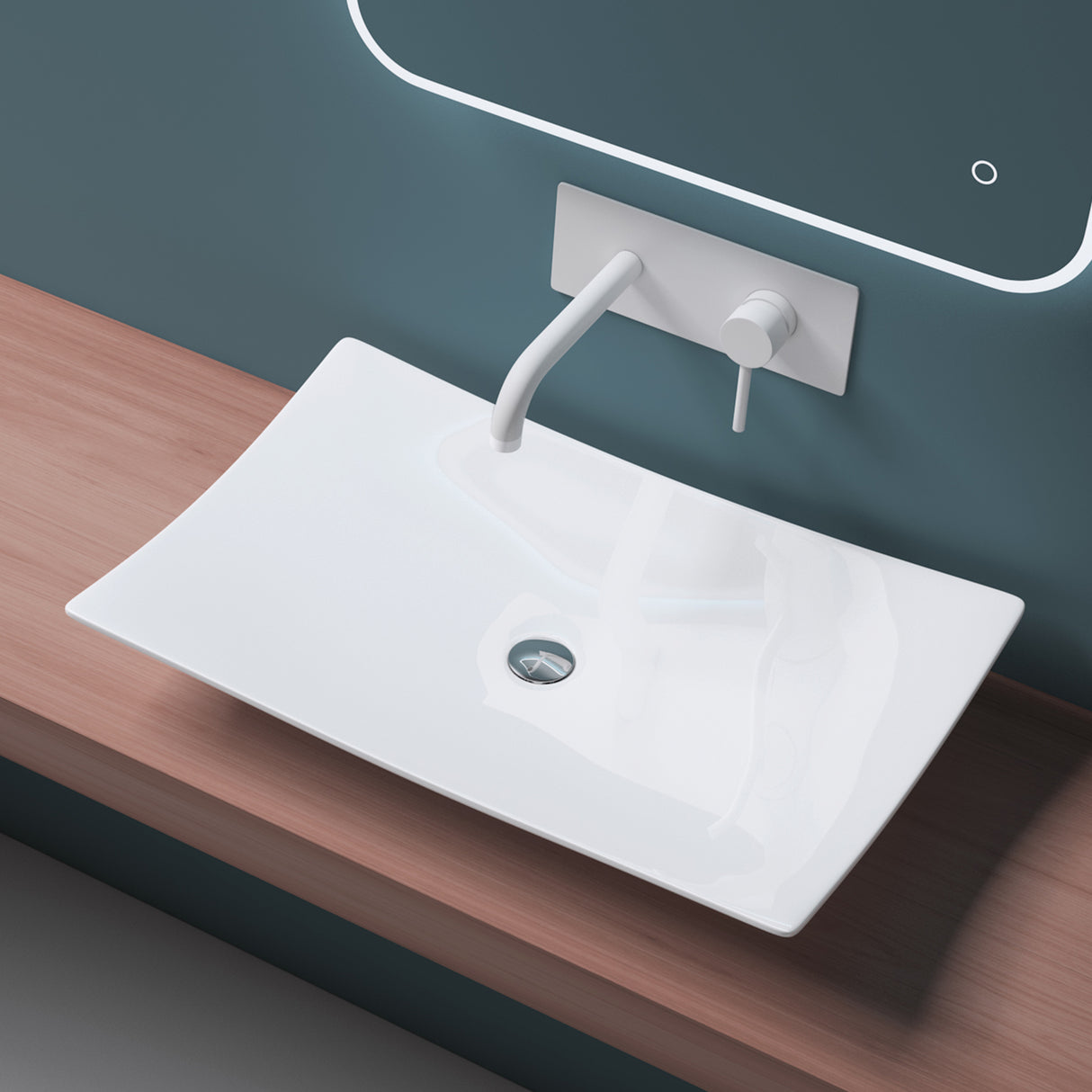 glasvilla Lavabo da Appoggio in Ceramica Lavandino Bagno Bianco Nano Rivestimenti inclusi Brüssel5096