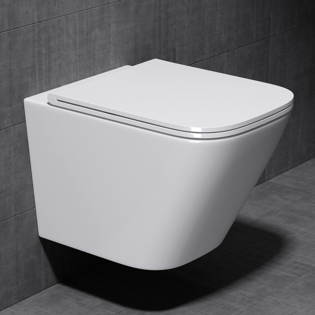 glasvilla Sanitari Bagno Sospeso in Ceramica, WC Sospeso senza Brida con Chiusura di Soft Close Aachen112